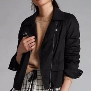 Anthropologie Marrakech XS NWT Black Brushed Twill Moto Motorcycle Jacket